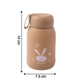 Cute Bunny Print Glass Drinking Brown Bottle (330ml  1 Pc)