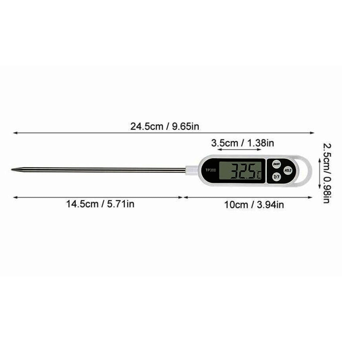 Digital Food Thermometer With Lcd Display (1 Pc)